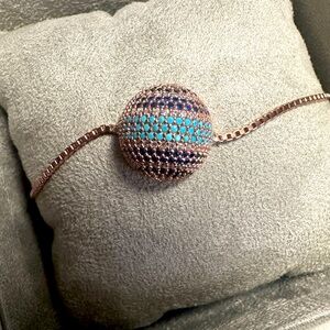 Rose Gold Sterling Silver Blue and Turquoise Bracelet